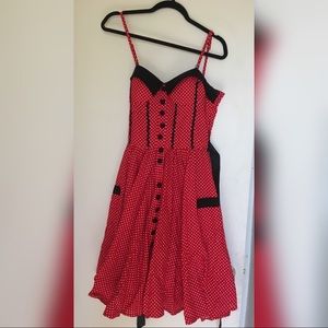 Hell bunny vixen red polka dot dress